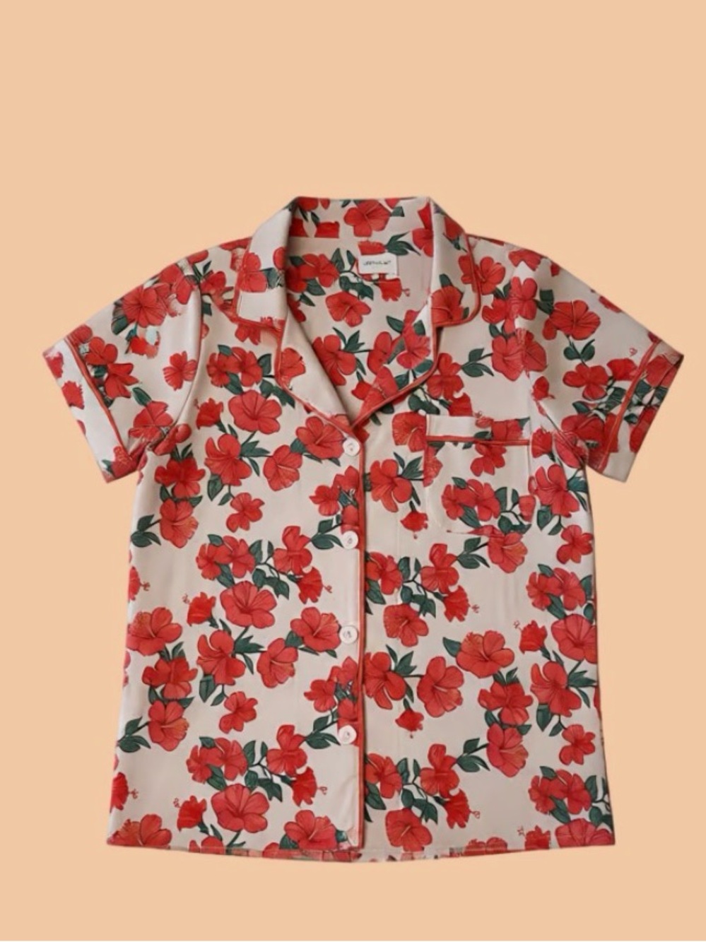 BedHead Red Floral 2 Piece Pajama Set Top & Pants Size M - Picture 2 of 5